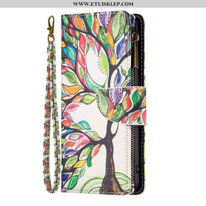 Etui Folio do iPhone 14 Pro Max Zapinana Na Zamek Kieszeń Na Drzewo